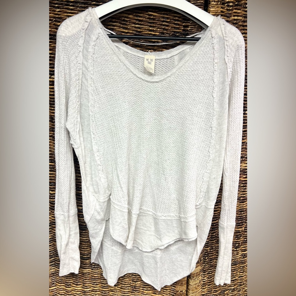 We The Free Cream Waffle Knit Crew Shirt-‎ Size:Small, Longer in back